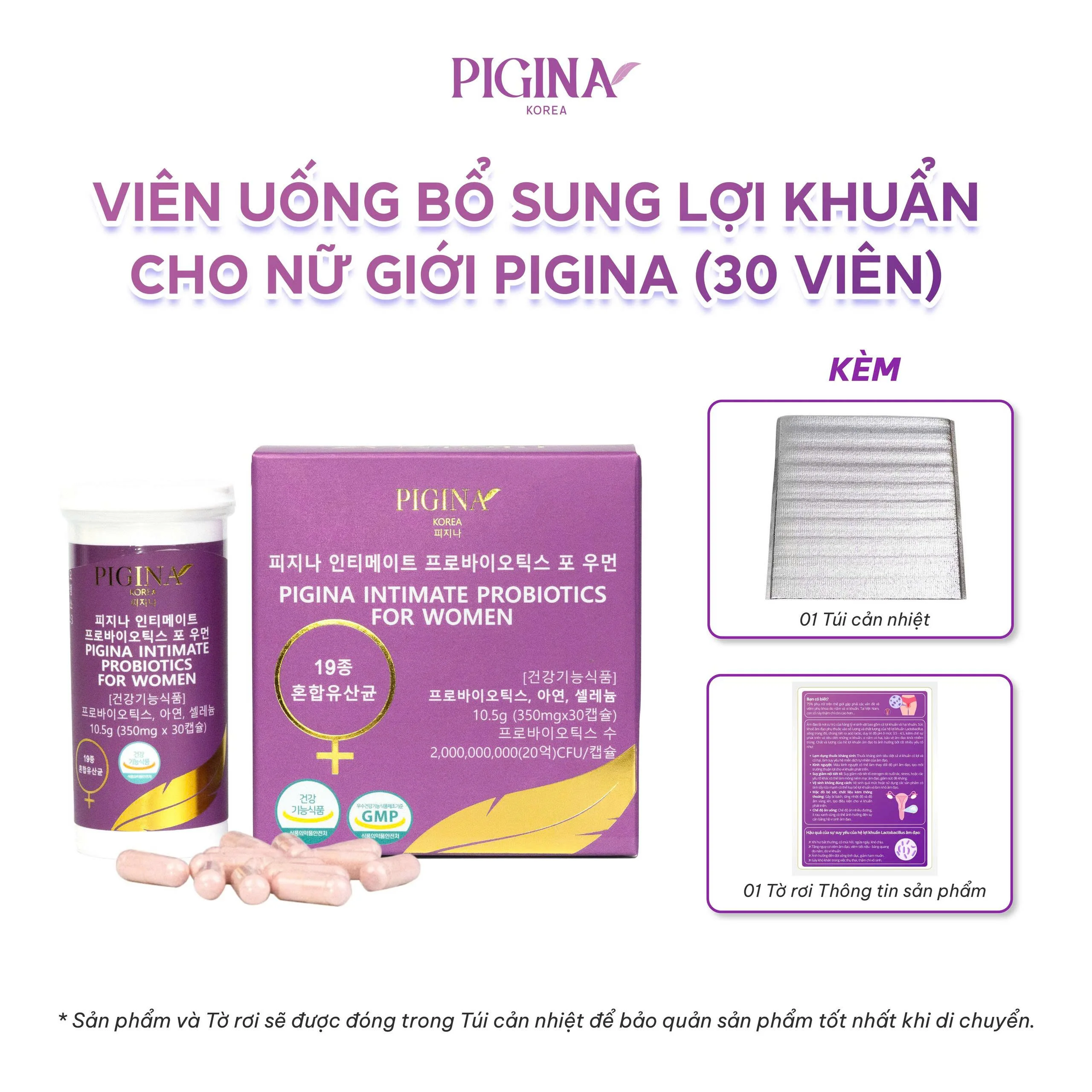 Viên uống bổ sung lợi khuẩn cho nữ giới Pigina (30 viên)